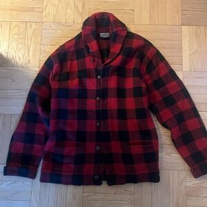 Polo Knit plaid shawl cardigan sweater